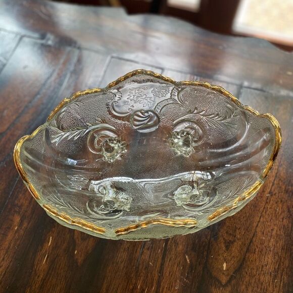 Lombardi Fruit Bowl Scroll Floral Pattern Glassware by Jeanette - Picture 10 of 13